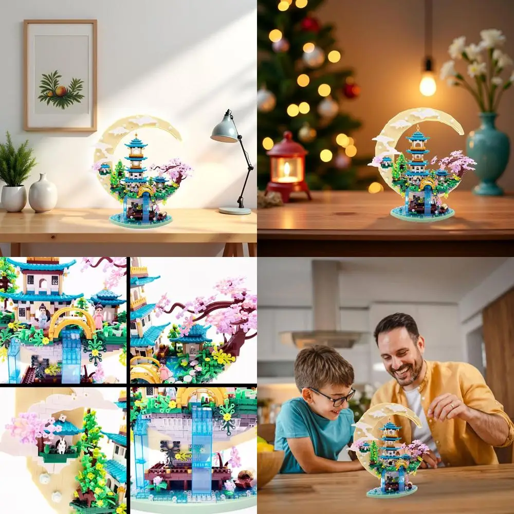 Adults & Teens Cherry Blossom Tree Kit: Moon Palace Architecture, Miniature Japanese Sakura House, Cherry Bonsai Bricks, Ideal C