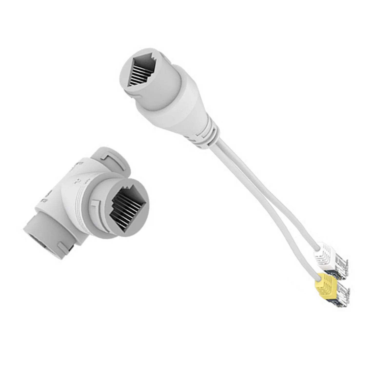 POE Splitter 2-in-1 Network Cabling Connector Three-way RJ45 Connector for Security Camera install