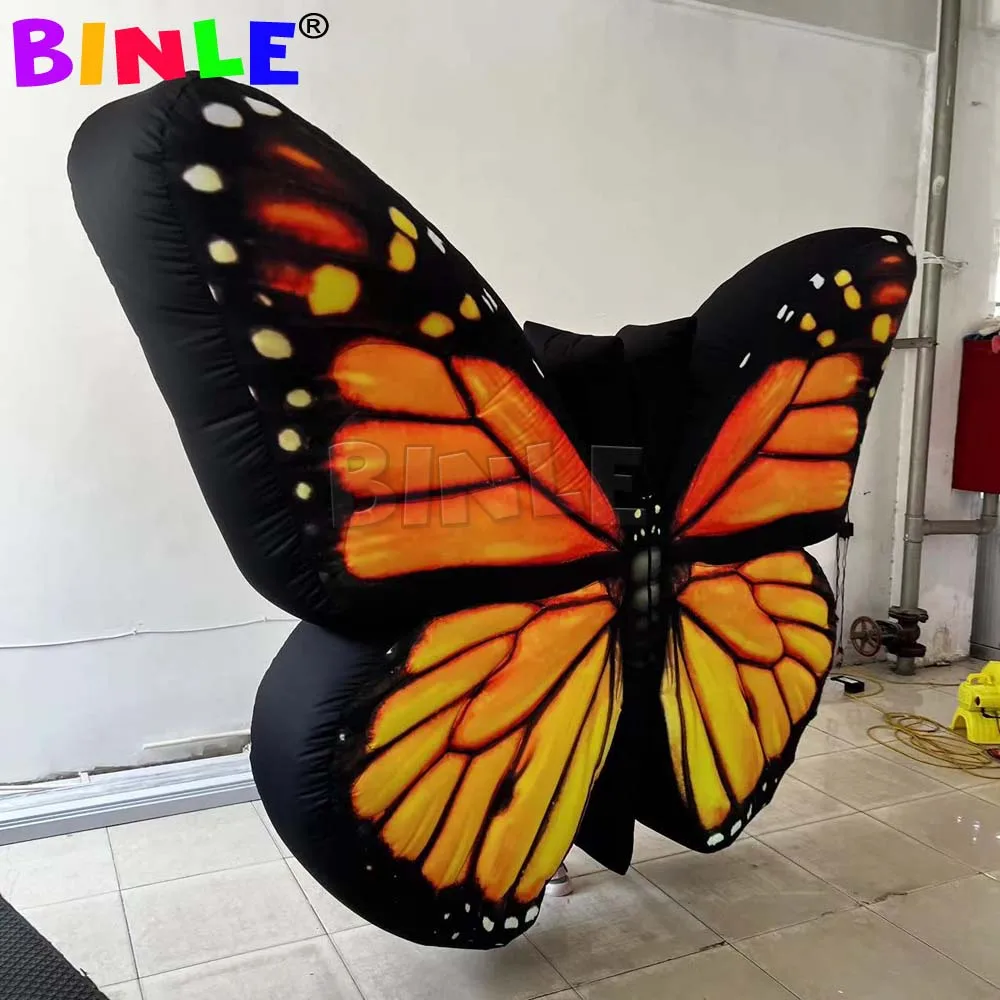 Disfraz de ala de mariposa inflable con luces LED para adultos, decoración de desfile, fiesta, eventos, actuación en escenario, 2m