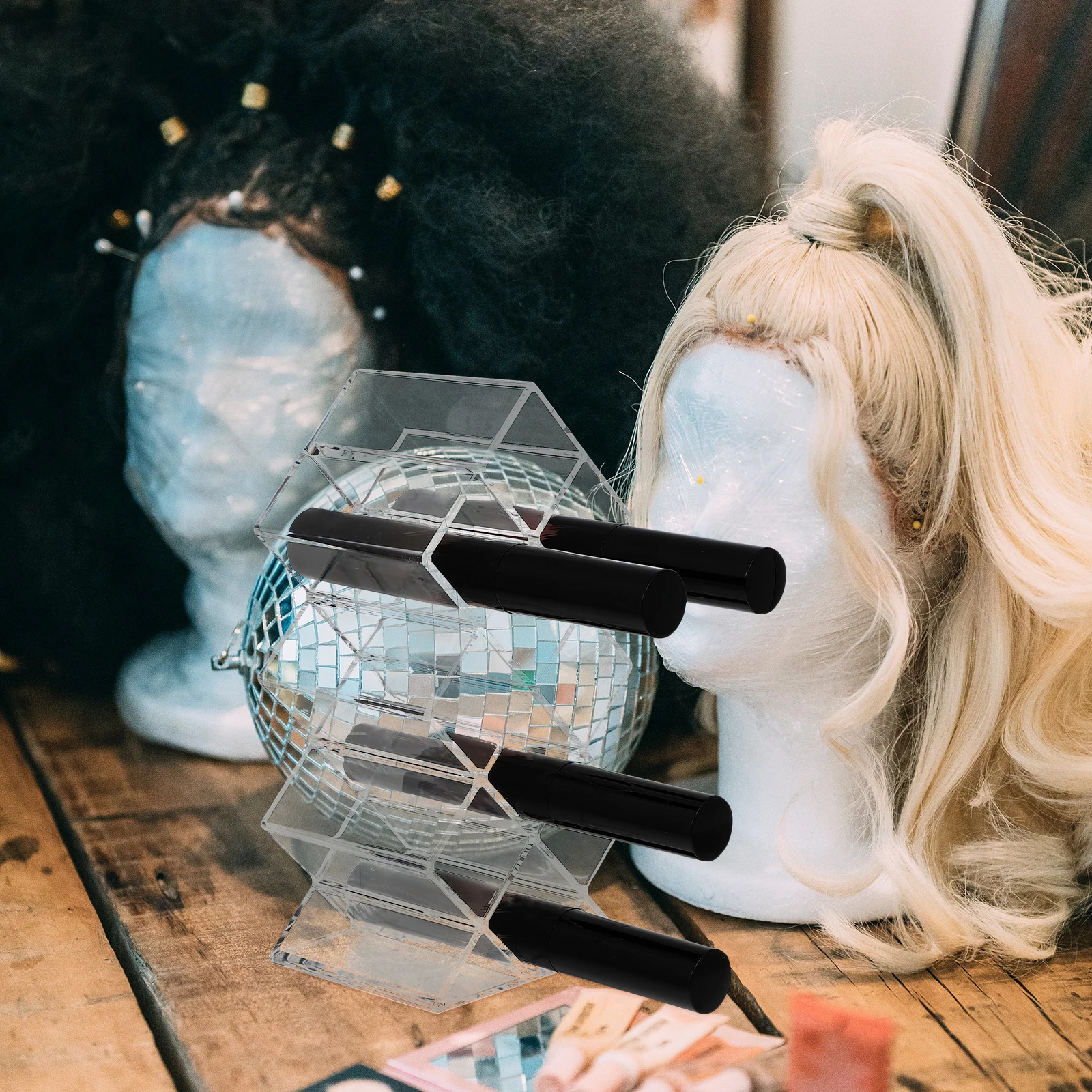 

10 Slot Organizer Acrylic Lipstick Storage Rack Transparent Display Stand for Dresser Desktop Home Office Use