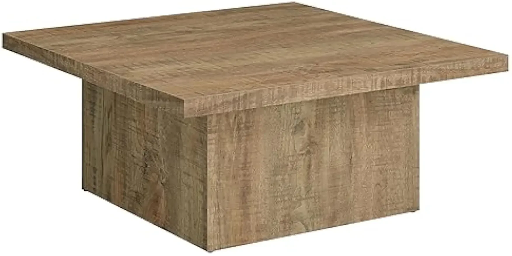 Zetta Square Cocktail Living Room Coffee Table Engineered Eco-Friendly Wood Look Laminate Veneer Rustic Farmhouse Mango Brown