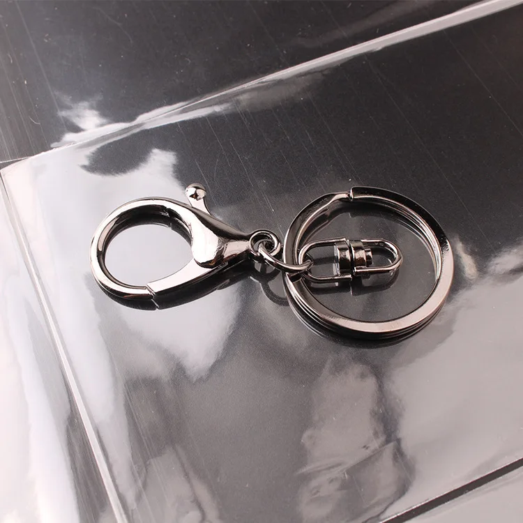 50pcs 30mm Keyring Multiple Colors Key Chains Rings Round Golden Silver-Plate Hook Lobster Clasp Keychain