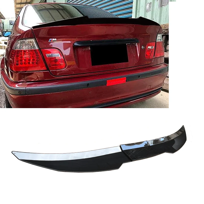 For BMW Accessories 3 Series E46 Coupe & Sedan 1999+ Car Rear Spoiler Lip Wing 3PCs Gloss Black ABS DuckTail Highkick Adhesive view 5