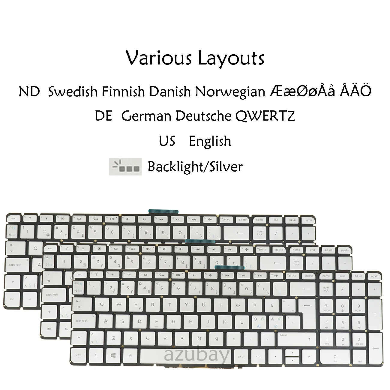 

US Nordic NE German QWERTZ Laptop Keyboard For HP Envy X360 15-W000 M6-W000 15-w100 15t-w200 15t-w100 807526-DH1 Silver Backlit