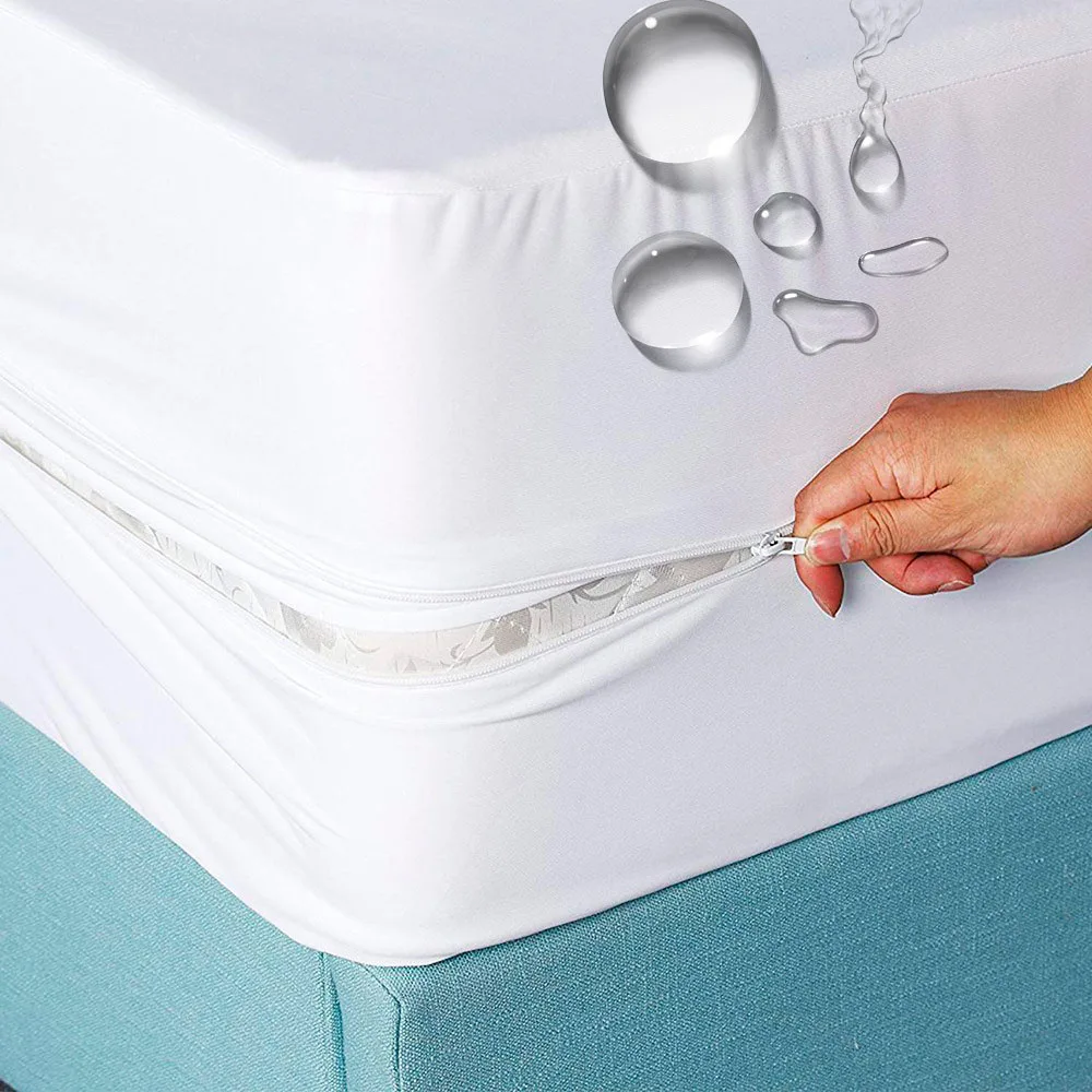

Waterproof Bed Bug Proof Mattress Cover with Zipper All-inclusive Anti-mite Bedspreads Fitted Sheet Queen Bed Cover King Size
