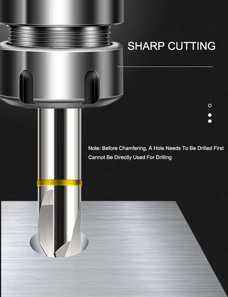 Shazam hrc55 60 ° 90 ° 120 ° 3-Blatt-Fasenfräser mit gerader Nut Fräser Wolfram stahl karbid für Aluminium-CNC-Bearbeitungs fräs – Detail 3