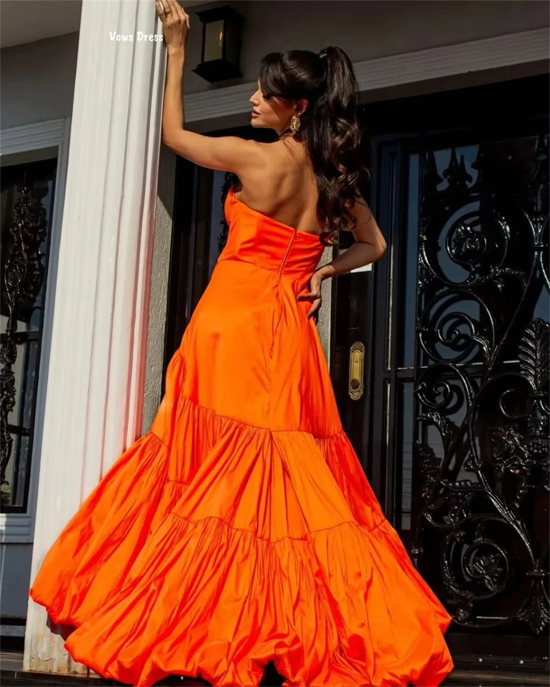 Vows linha a vestidos de noite mulher elegante vestidos de festa 2025 feito sob encomenda fora do ombro vestido de baile de luxo vestido de baile laranja