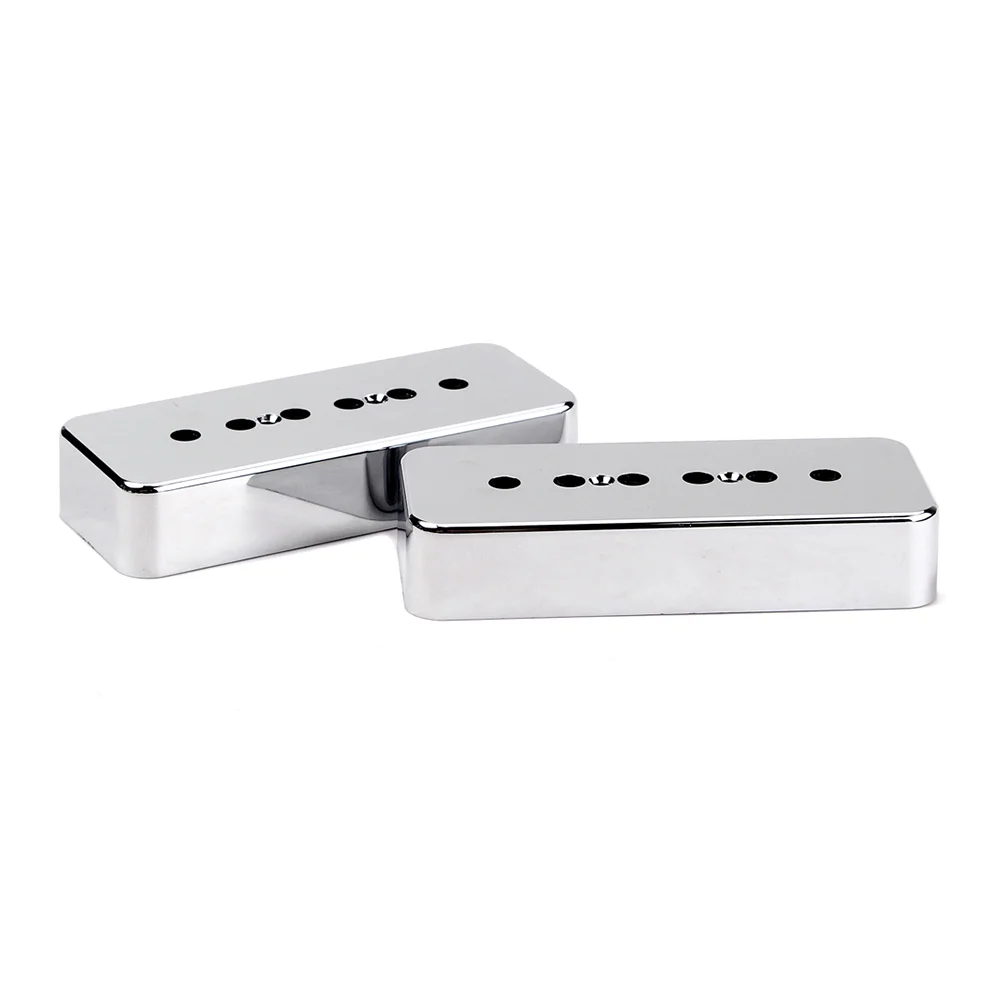 Pair of P90 Soapbar Pickup Cover Neck & Bridge Guitar Pickup Covers 50mm Pole Spacing (Silver) guitar pickups cover