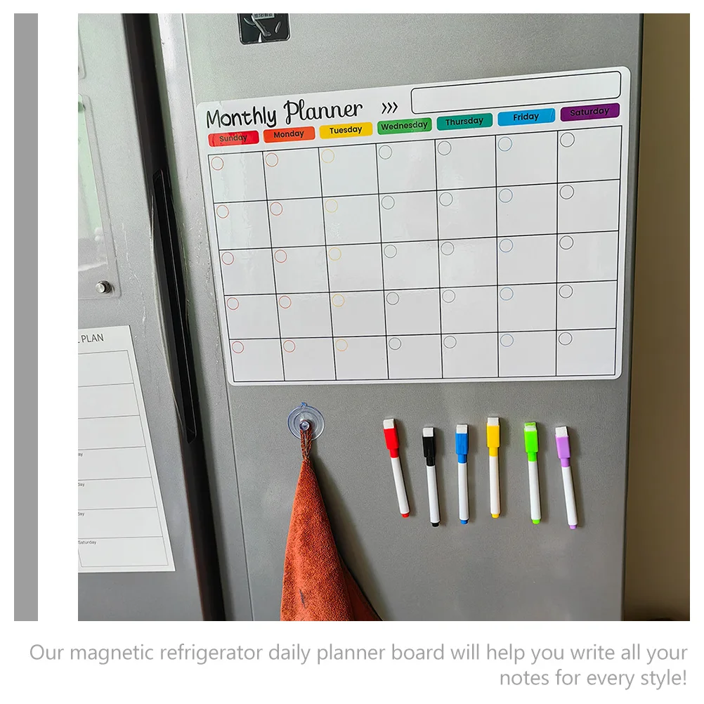 

1Set Magnetic Planning Dry Erase Board Refrigerator Kitchen Writing Board Reminder Message Organizer Schedule to Do List