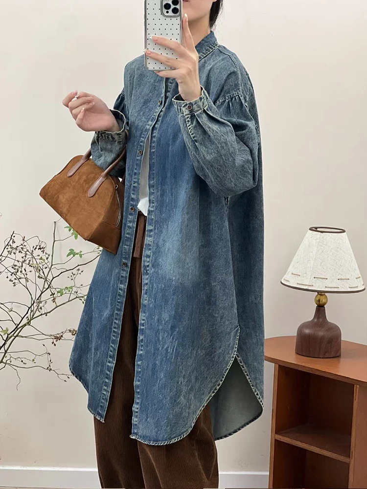 Max LuLu 2024 Fall Long Clothes Womens Fashion Loose Vintage Ripped Denim Trench Coats Ladies Casual Classic Luxury Windbreakers