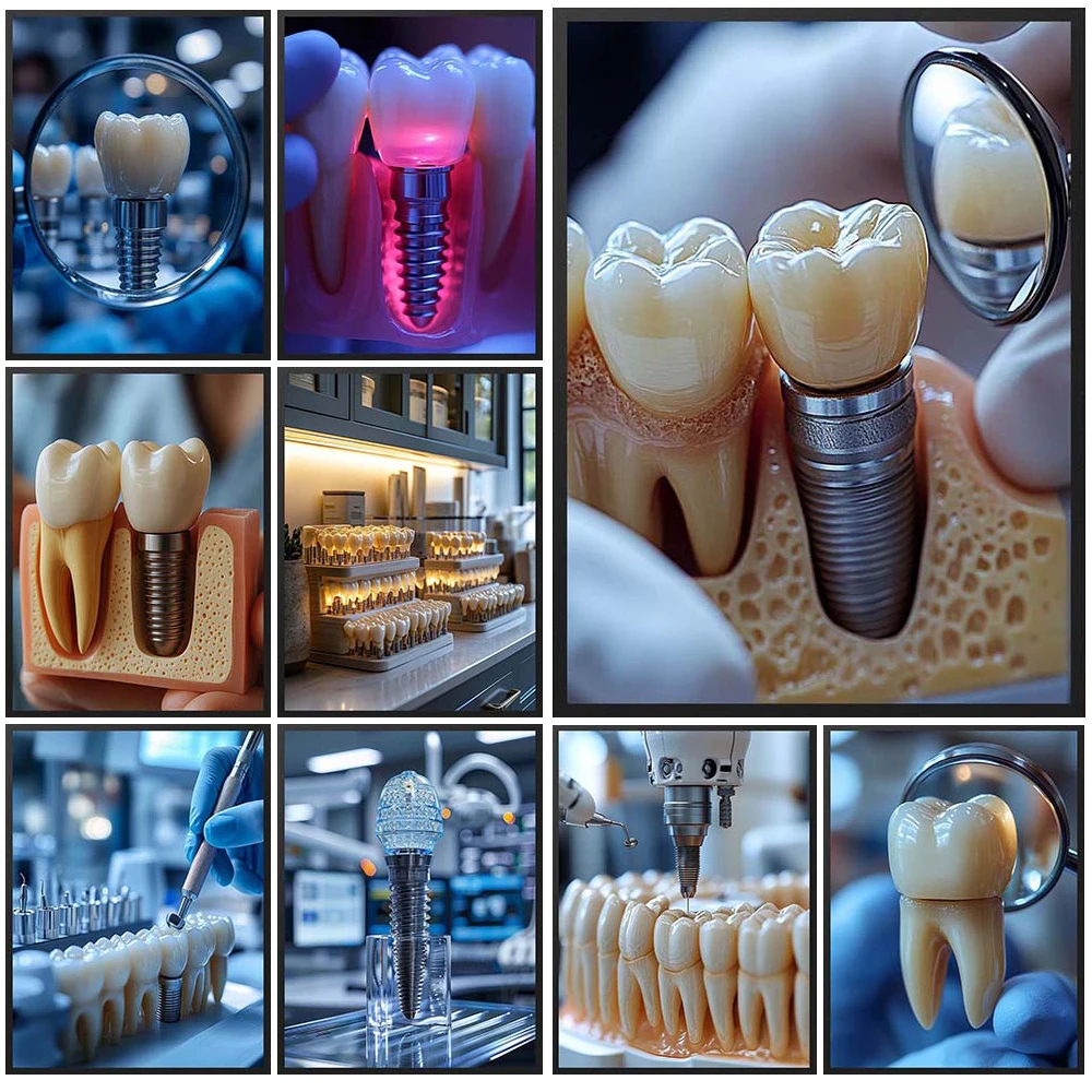 Dental Implants Tooth Abstract Teeth Poster Dentist Wall Art Canvas Painting Home Decor Wall Pictures For Living Room Unframed