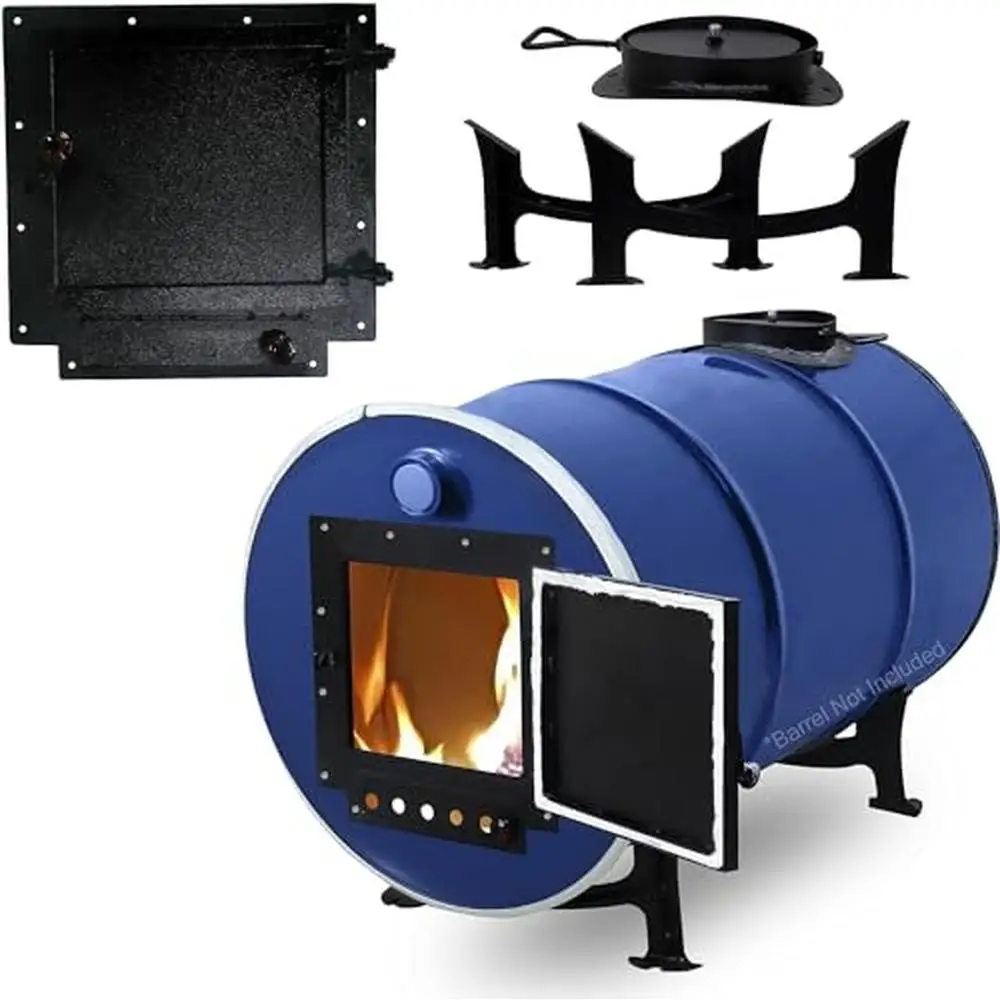 Barrel Stove Kit 55 Gallon Drum Wood Burning Stove DIY Conversion Vent Damper Emergency Camp Stove Survival Kit Sonret Kit