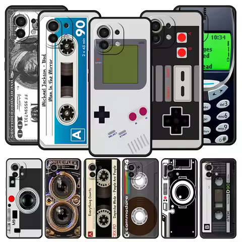 Vintage Tape Camera Gameboy Phone Case For Xiaomi Poco X5 X4 X3 Pro M3 M4 5G F3 F4 GT Mi 13 12 12T 11T 10T 11 Lite Cover Black