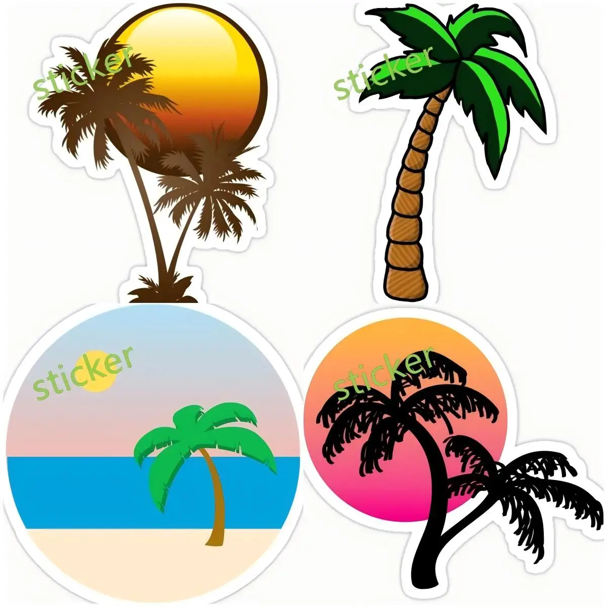 

Summer Beach Palm Tree Decal Fashion Funny Car Sticker Vinyl Decal For Bumper Window Waterproof Auto Sunscreen Car Decoration