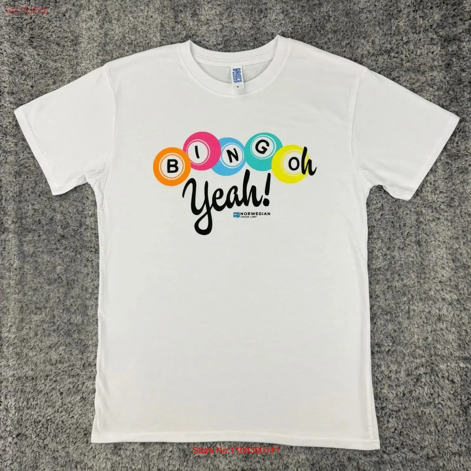 NEW Norwegian Cruise Line Bingo Yeah Men's Medium T Shirt White vintage Washed designer clothes Casual fashion streetwear