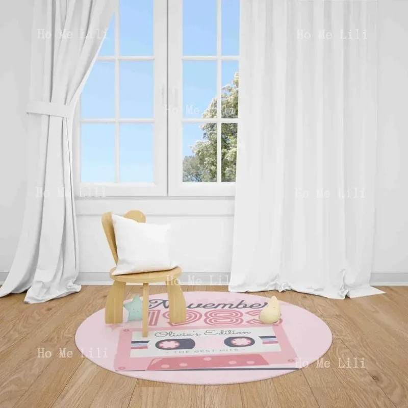 

UBN33Retro Cassette Round Rug Personalised Birthday Gift 80s Home Decor Carpet Custom Name Everyday Room Floor Mat9Hb^