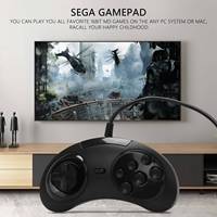 Gamepad Wired 6-Key Usb Game Controller Joypad For Sega Genesis / Md Pc / 2 Y1301 / Mac Mega Drive Black Plastic ABVD