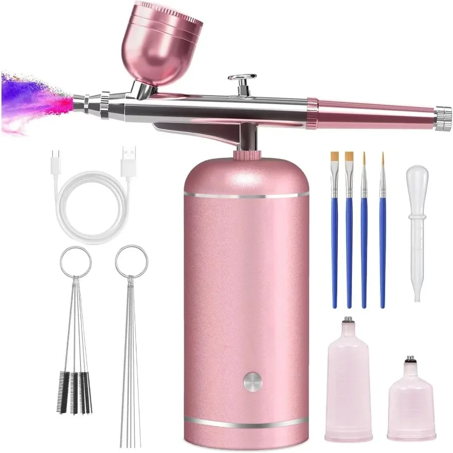 

Airbrush Kit with Compressor 48PSI HighPressure NonClogging Air Brush Set Cordless Rechargeable with 0.3mm Nozzle and Cleaning