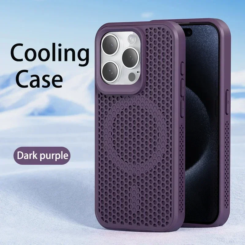 Cooling Heat Dissipation Magnetic Phone Case For iPhone 18 17 16 15 14 13 12 11 Pro Max Breathable Hard Back Cover For Magsafe
