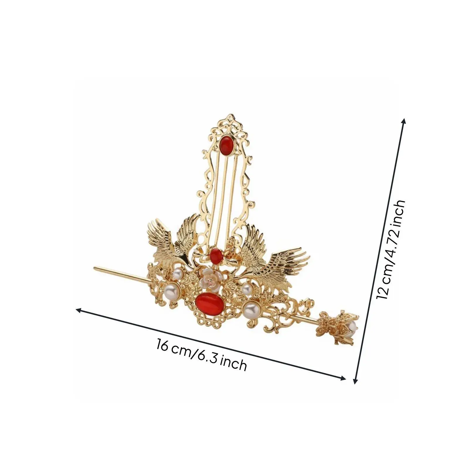 Elegant Crane Hair Crown Hairpin Headdress Metal Hair Jewelry Vintage Chinese Hair Decor for Costume Party Traditional Gathering