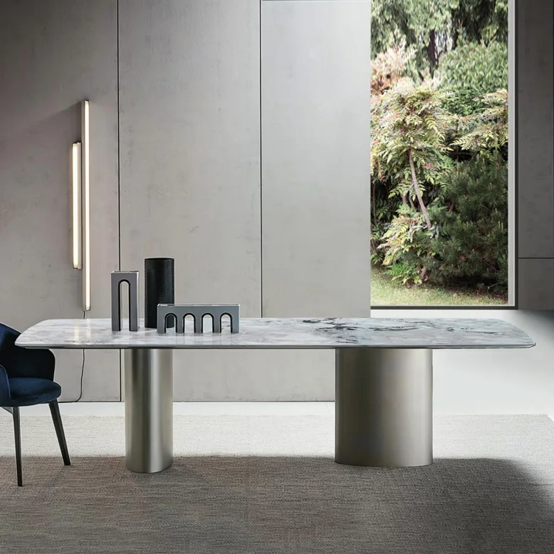 Minimalist dining table Modern minimalist natural marble dining table