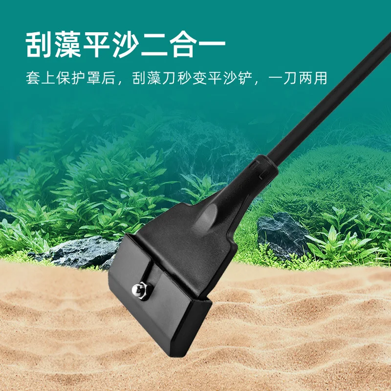 Aquarium Algae Scraper Cleaner Long Handle Detachable Tank Razor Blade Glass Cleaner Tool Aquarium Cleaner Brush