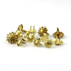 10Pcs High Quality Solid brass chrysanthemum prong conchos staples for leather bracelet belt decor Bag Strap Snap Hook 11mm/13mm