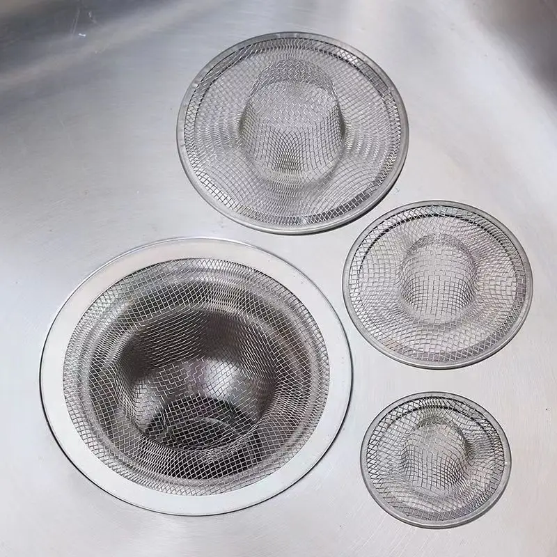 Filtro de acero inoxidable para fregadero, trampa para el pelo de la bañera, tapón para la cocina, colador de malla para desechos de alimentos, drenaje de suelo de Metal, herramientas de baño