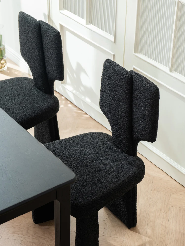 Luxury Lamb Velvet Dining Chairs,Household Furniture,Living Room Backrest,Black Stool Bedroom Dresser Makeup Chair image 3