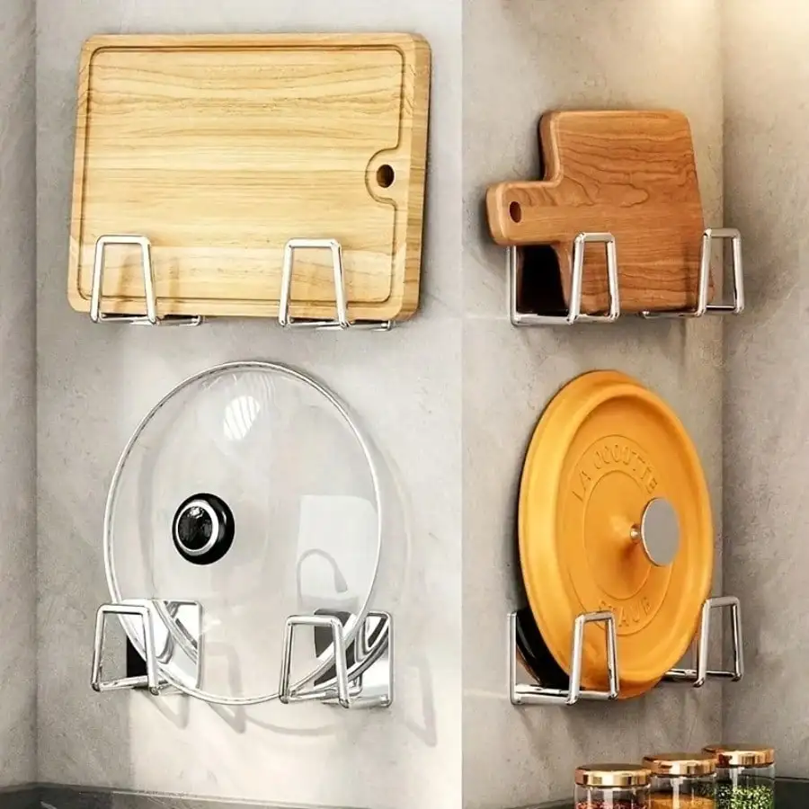 Multifunctional Kitchen and Bathroom Storage Hook, Three-in-one Sink Drain Rack, Cutting Board Rack, and Pot Lid Rack - Detail 1