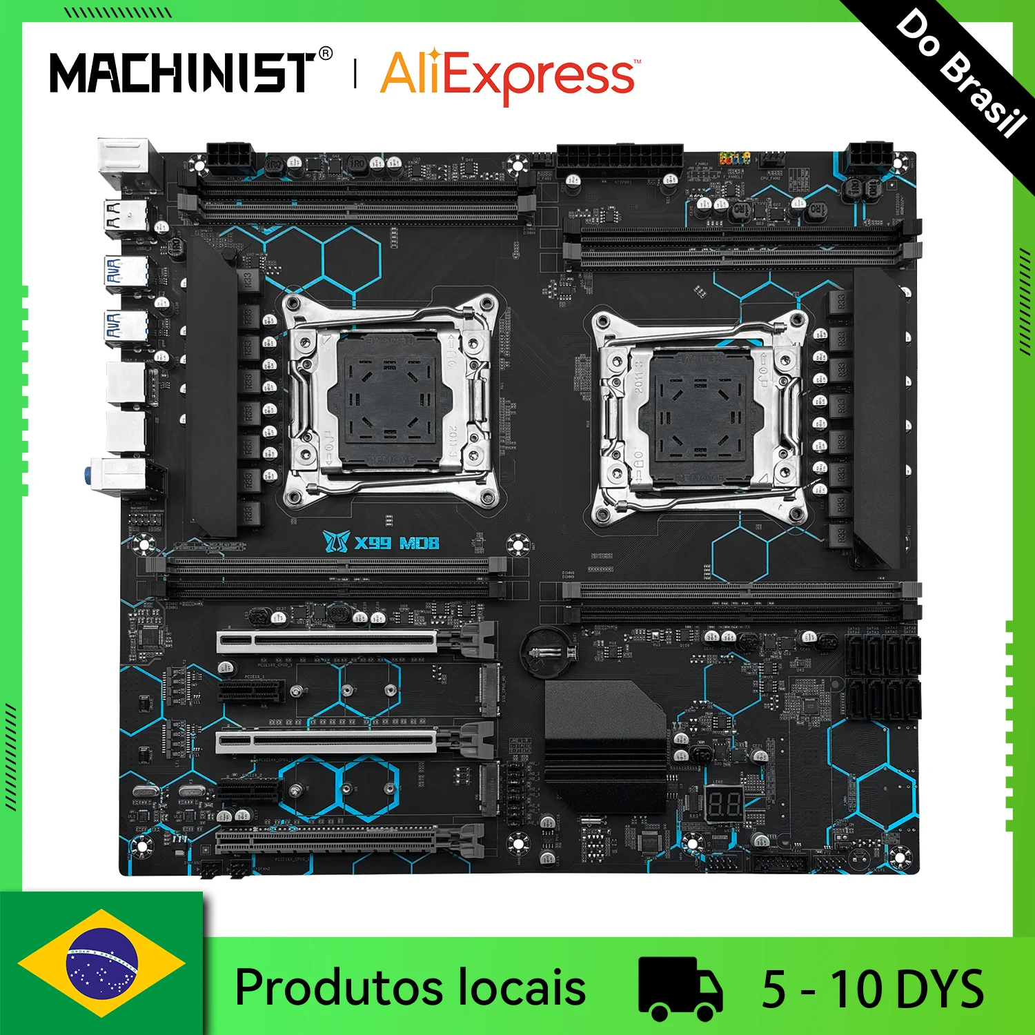 MACHINIST X99 MD8 Dual CPU Placa-mãe LGA 2011-3 Suporte Processador Dual Xeon NVME SATA M.2 8 DDR4 RAM MAX 256G USB3.0 E-ATX