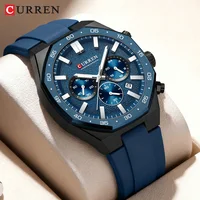 Reloj cronógrafo deportivo CURREN para hombre con correa de silicona Esfera multifunción con fecha Manecillas luminosas Reloj de pulsera de cuarzo informal