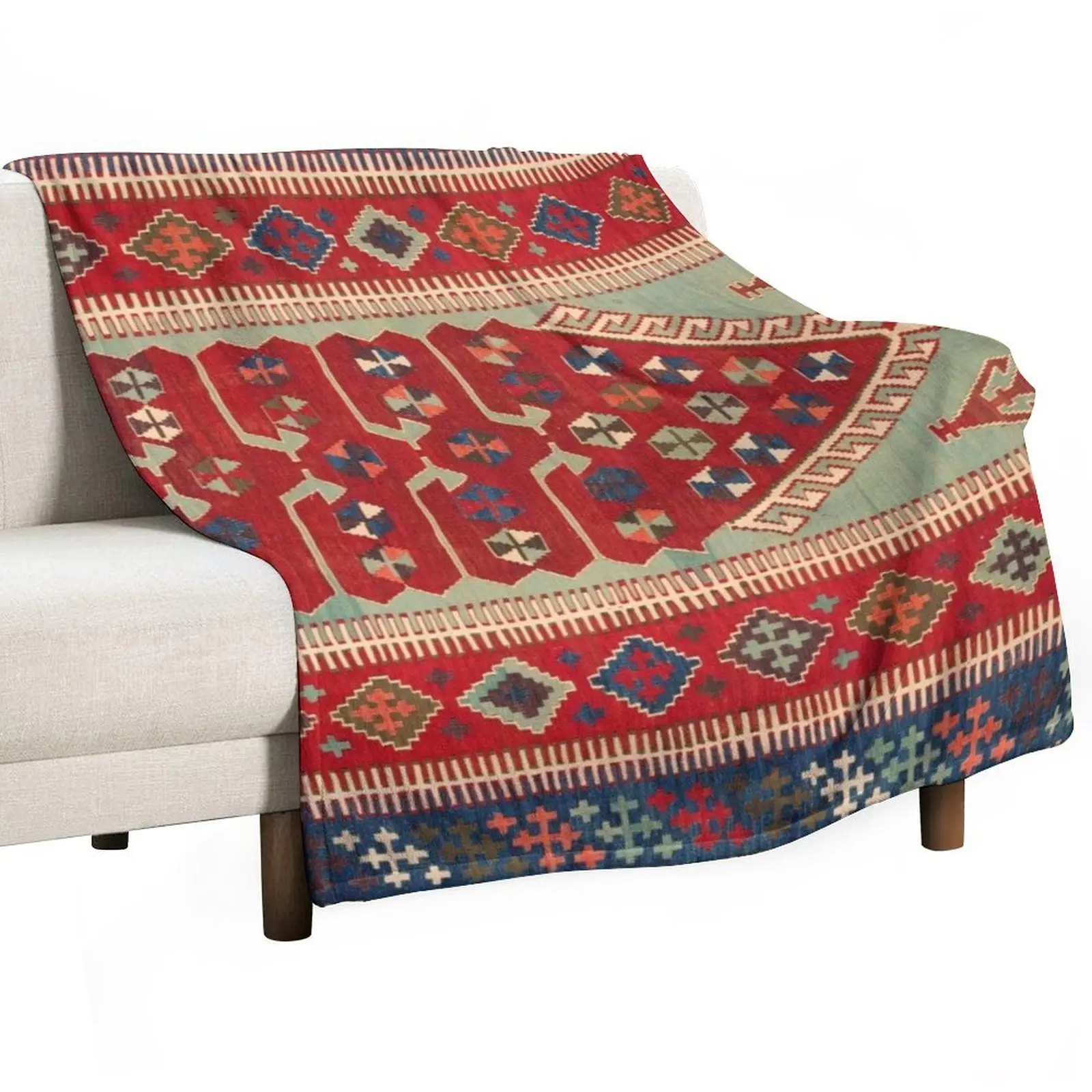 

Antique Turkish Carpet Kilim Print Throw Blanket Travel Decoratives Bed Fashionable Furry Blankets