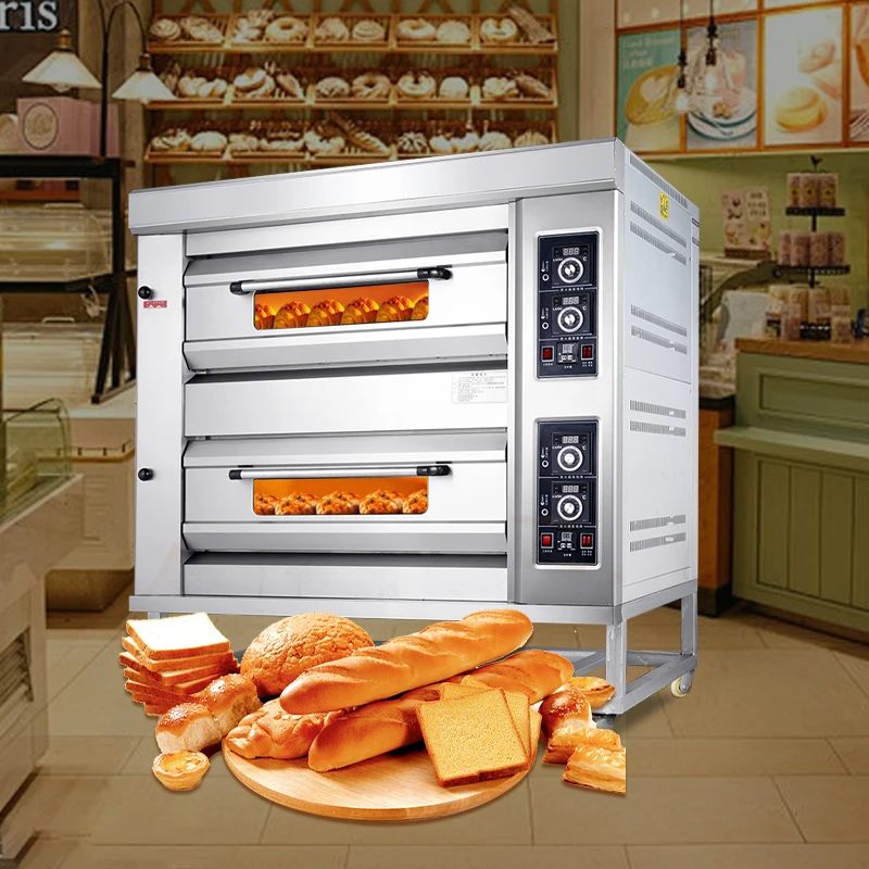 

Two Deck Four Tray Professional Baking Equipment 2 Deck Baking Oven Gas Kitchen Biscuit Bread Cake Gas Deck Bakery Machine