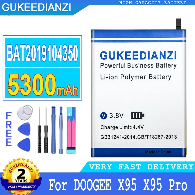 

BAT2019104350 Rechargeable Mobile Phone Batteries 5300mAh For DOOGEE X95 Pro X95Pro Cell Phone Portable Battery High Capacity