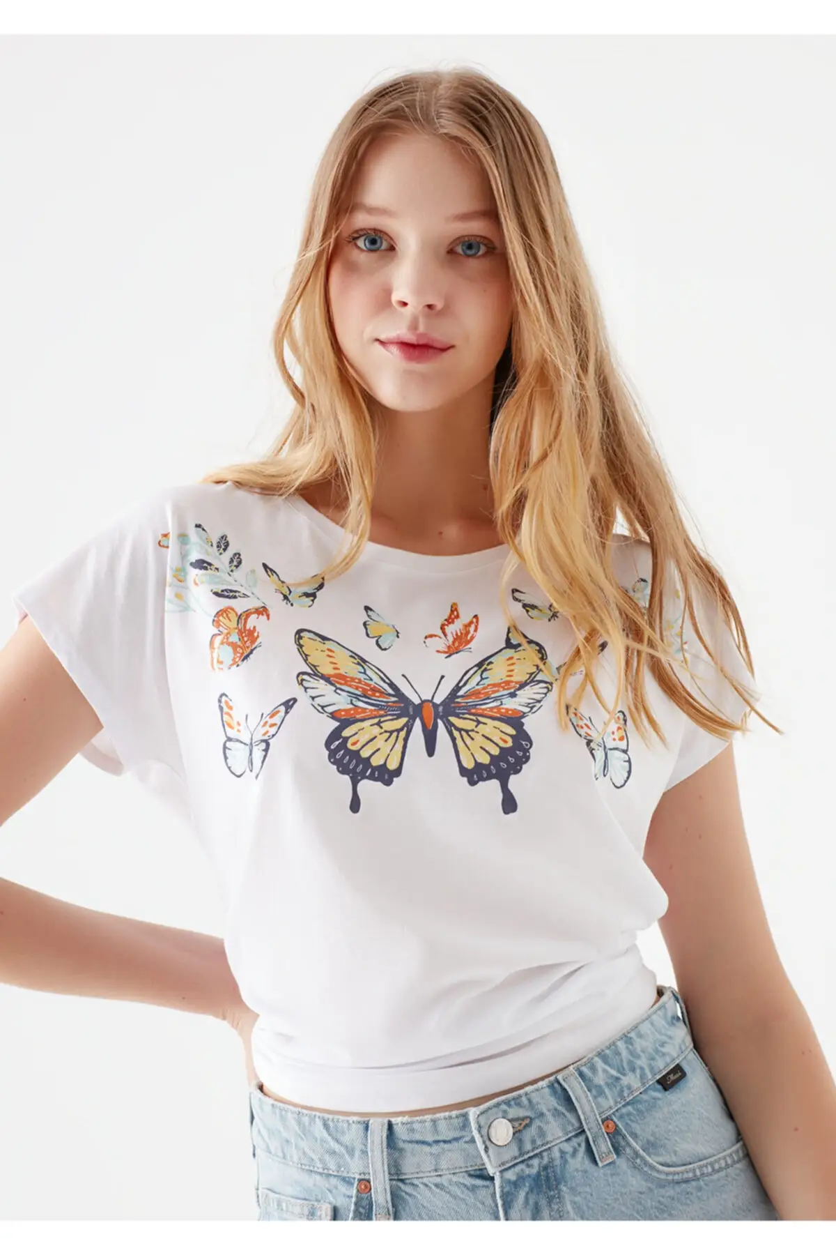 Women Butterfly Printed White Design T-Shirt Casual Sports Casual Wear New Fashion Summer Clothes Teen Design Dresses