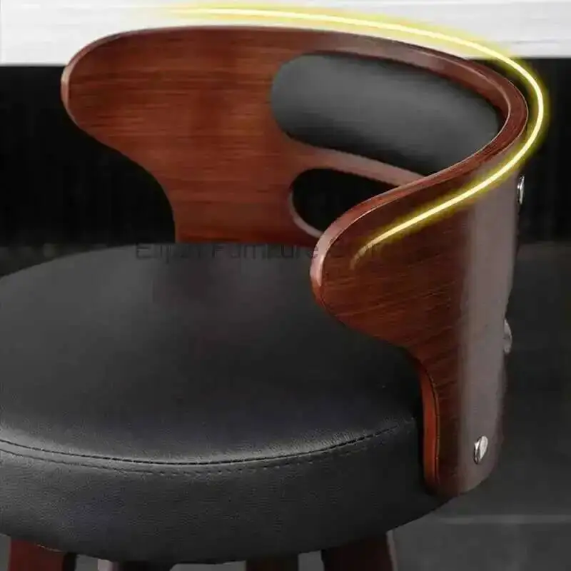 Banks Reception Wooden Stools Accent Rotate Bar Island Kitchen Counter Stools Luxury High Backrest Cadeira Bar Furniture XR50BY