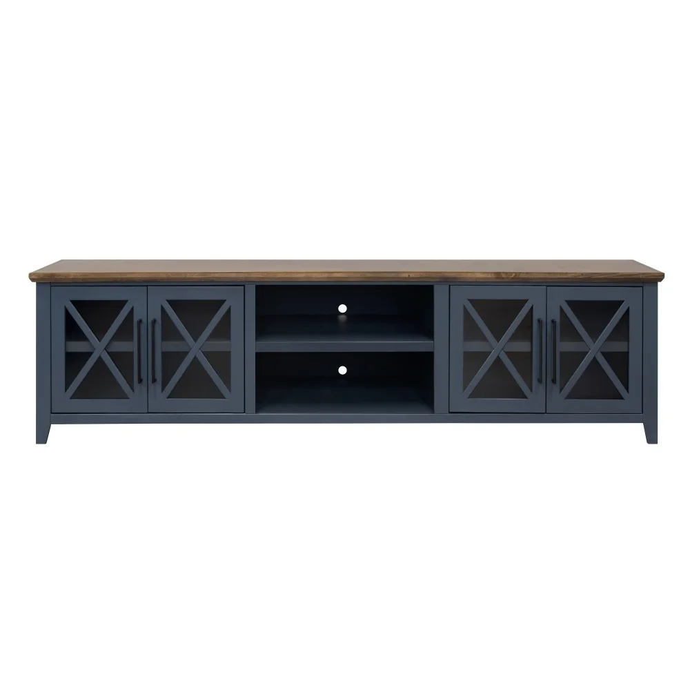 

96-дюймовая подставка для телевизора, для телевизоров с диагональю до 100 дюймов, сборка не требуется, отделка синего цвета и бурбона