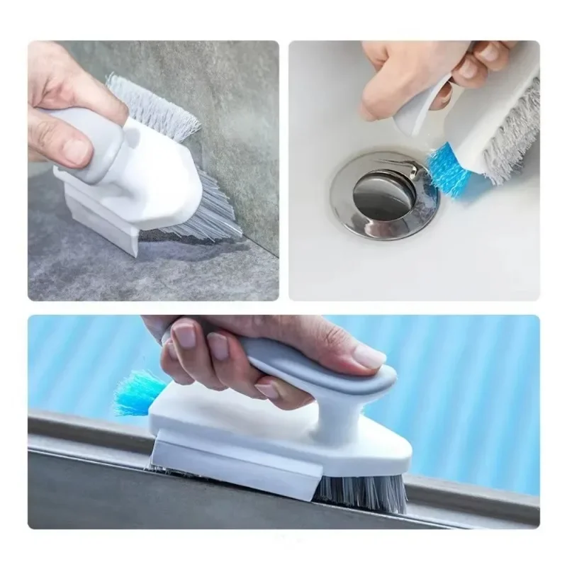 4 In 1 V-Shape Scrubber Brush Kitchen Bathroom Tile Floor Cleaning Brush Window Groove Wall Corner Clean Glass Windows Tools