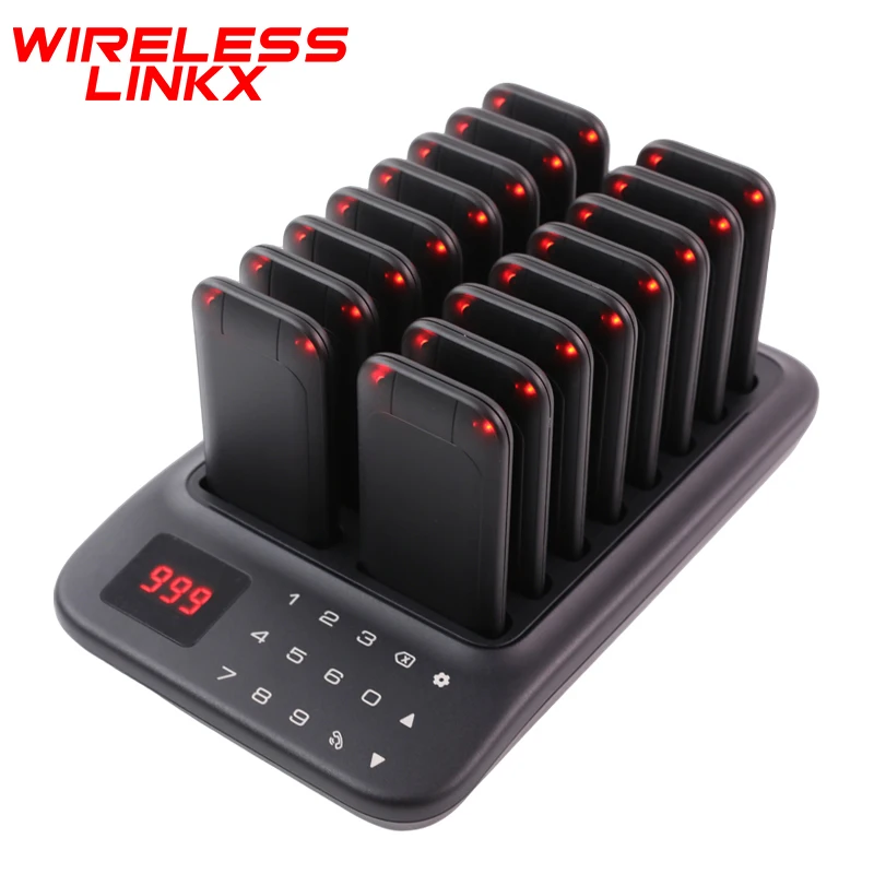 Wireless Restaurant Pager System Black Food Pager Waterproof Guest Paging System for Cafe Burger Shop Food Truck Clinic