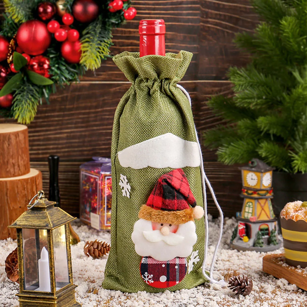 

Christmas Saffron Old Dude Bottle Set Festive Christmas Wine Bottle Bags Santa Snowman Reindeer Design DIY Christmas Kit