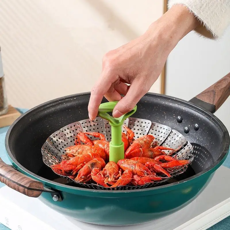 Bandeja para cocinar al vapor de loto de acero inoxidable de 9/11 pulgadas, vaporizador plegable para alimentos, cesta para alimentos y frutas y verduras, rejilla para vaporizador, utensilios de cocina