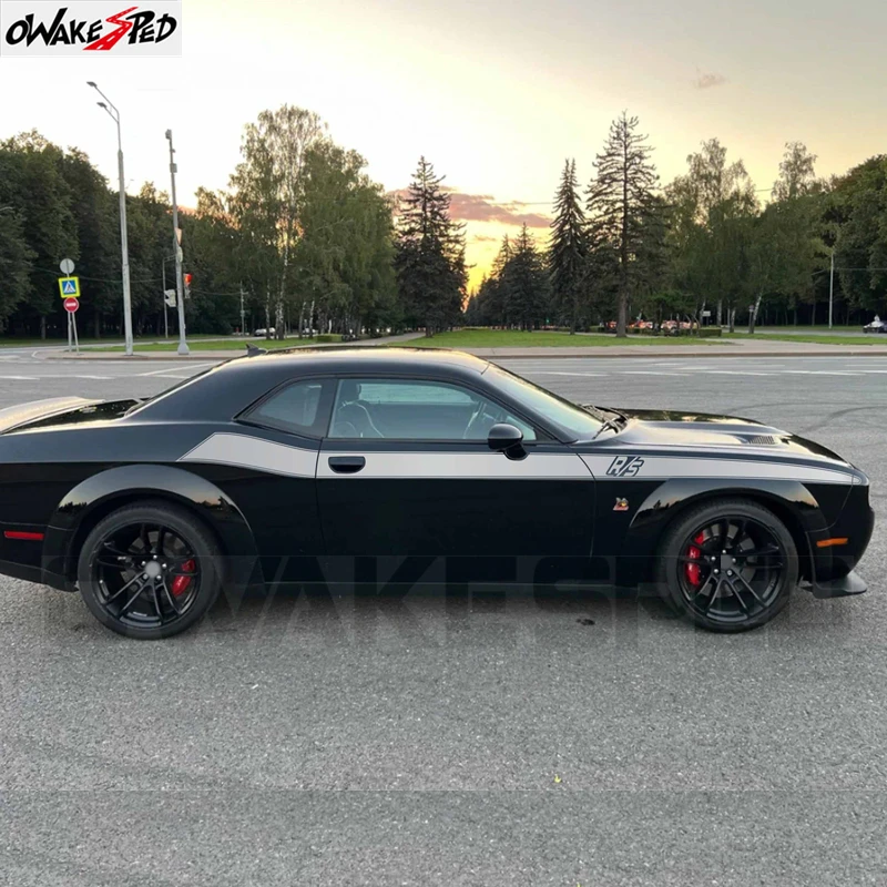 2pcs Car Body Side Accent Stripes for Dodge Challenger 2008-2023 RS Waistline Waterproof Decal Graphics Vinyl Tuning Stickers view 2