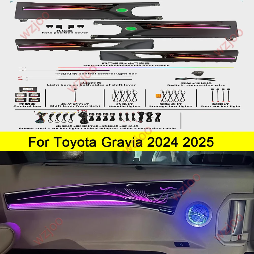For Toyota Sienna/Gravia 2021- 2025 Premium Phantom Dynamic Ambient Lighting - 1:1 Fit Molded Illuminated Trim & Door Panel Kit