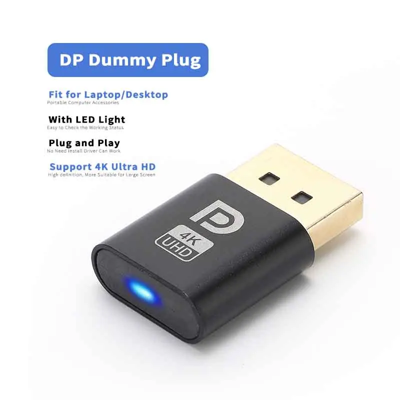 4K DP Displayport Dummy Plug สำหรับ PC คอมพิวเตอร์เดสก์ท็อปกราฟิกการ์ด Virtual Display Adapter EDID Headless Ghost จำลอง