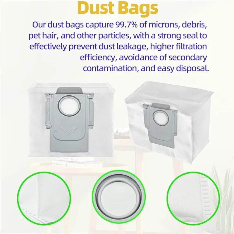 

AA50-For Roborock Q5 Pro/Q5 Pro+/Q8 Max/Q8 Max+ Robot Vacuum Cleaner Main Side Brush Hepa Filter Mop Cloth Dust Bags