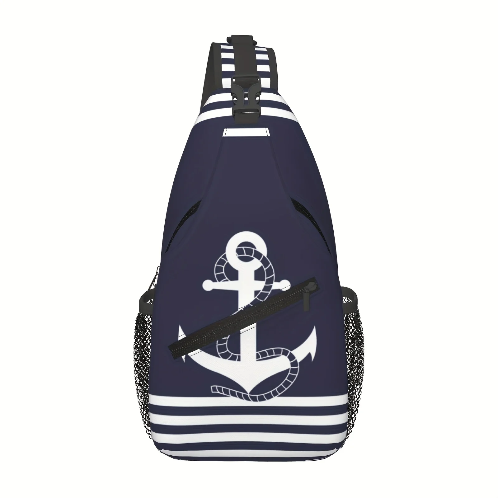 Crossbody Chest Bag Hiking Nautical Anchor Print Shoulder Bag Folding Large Capacity Fashion Durable For Work Leisure Travel