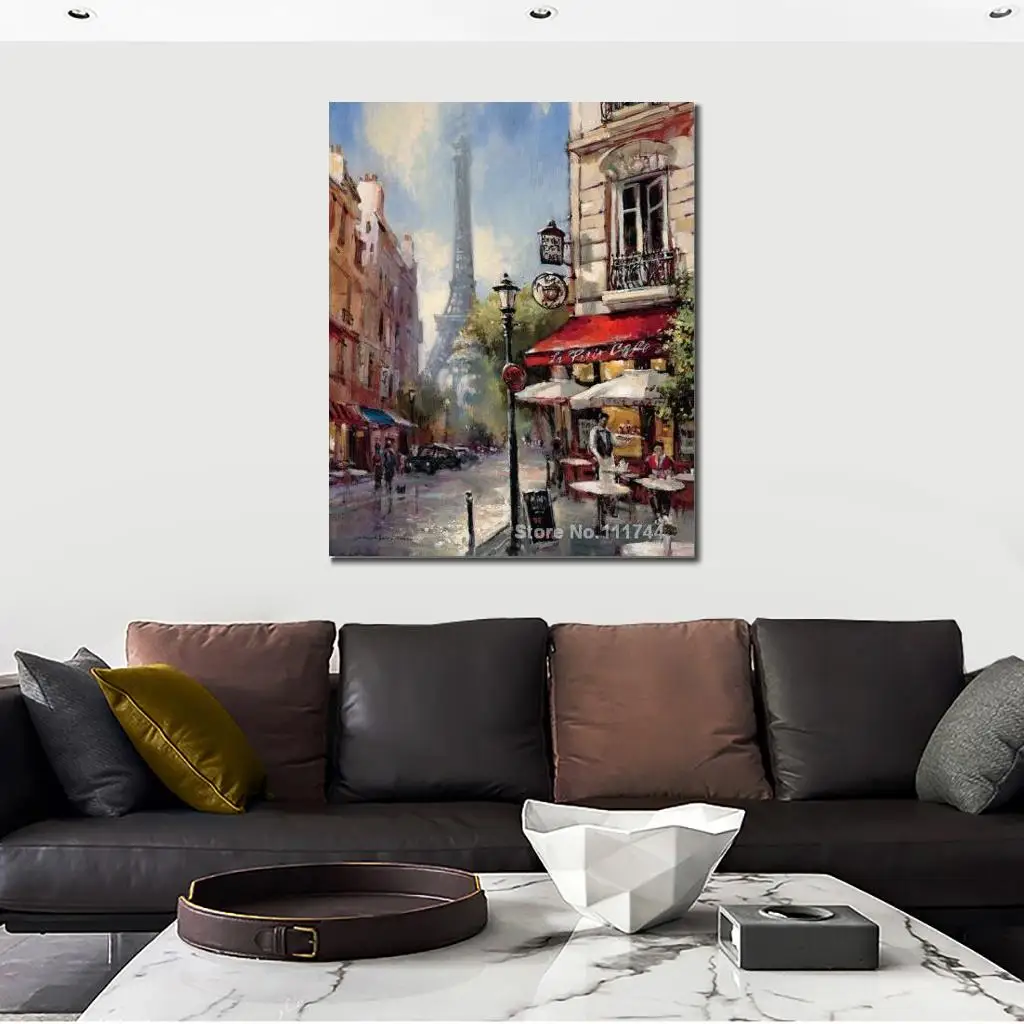 

Canvas Art Landscape Tour De Eiffel View Paintings Modern Artwork High Quality Hand Painted