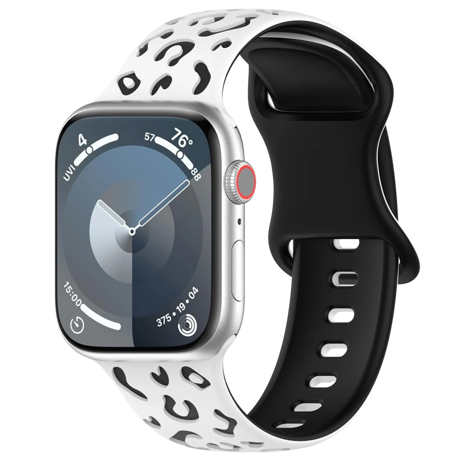Bandje voor Apple Watch Ultra 3, 49mm, 45mm, 46mm, 44mm, 42mm, 40mm, 41mm, gegraveerd luipaardprint armbandje voor iWatch Series 11, 10, 9, 8, 7, 6, SE