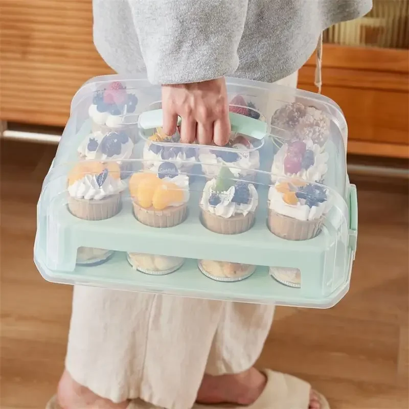 16 Standard Cupcake Carrier Cake Box Cupcakes Organizer Holder Muffin Durable Two Tier Stand Reusable Baking Tools Food Packing